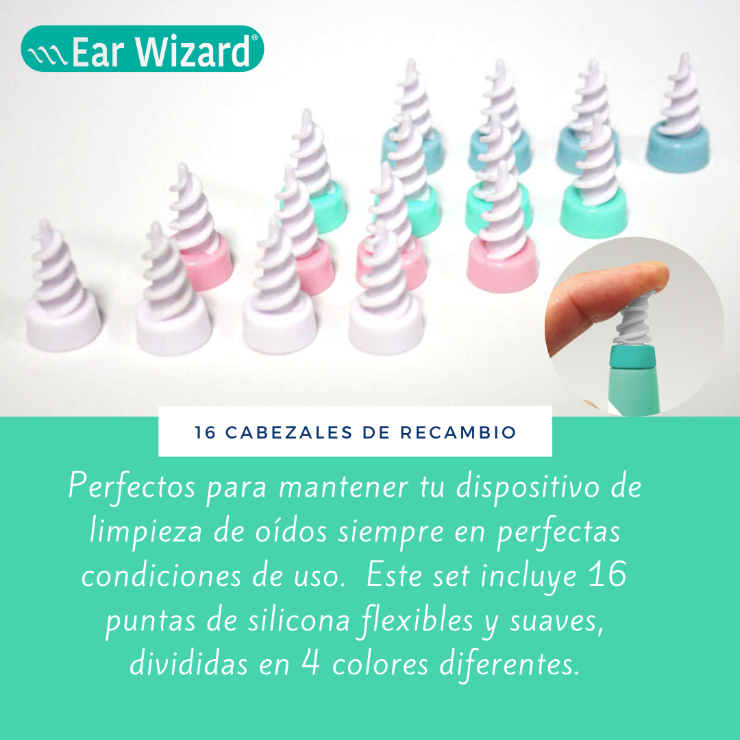 Set de 16 cabezales de silicona flexibles, seguros y fáciles de colocar para Ear Wizard.