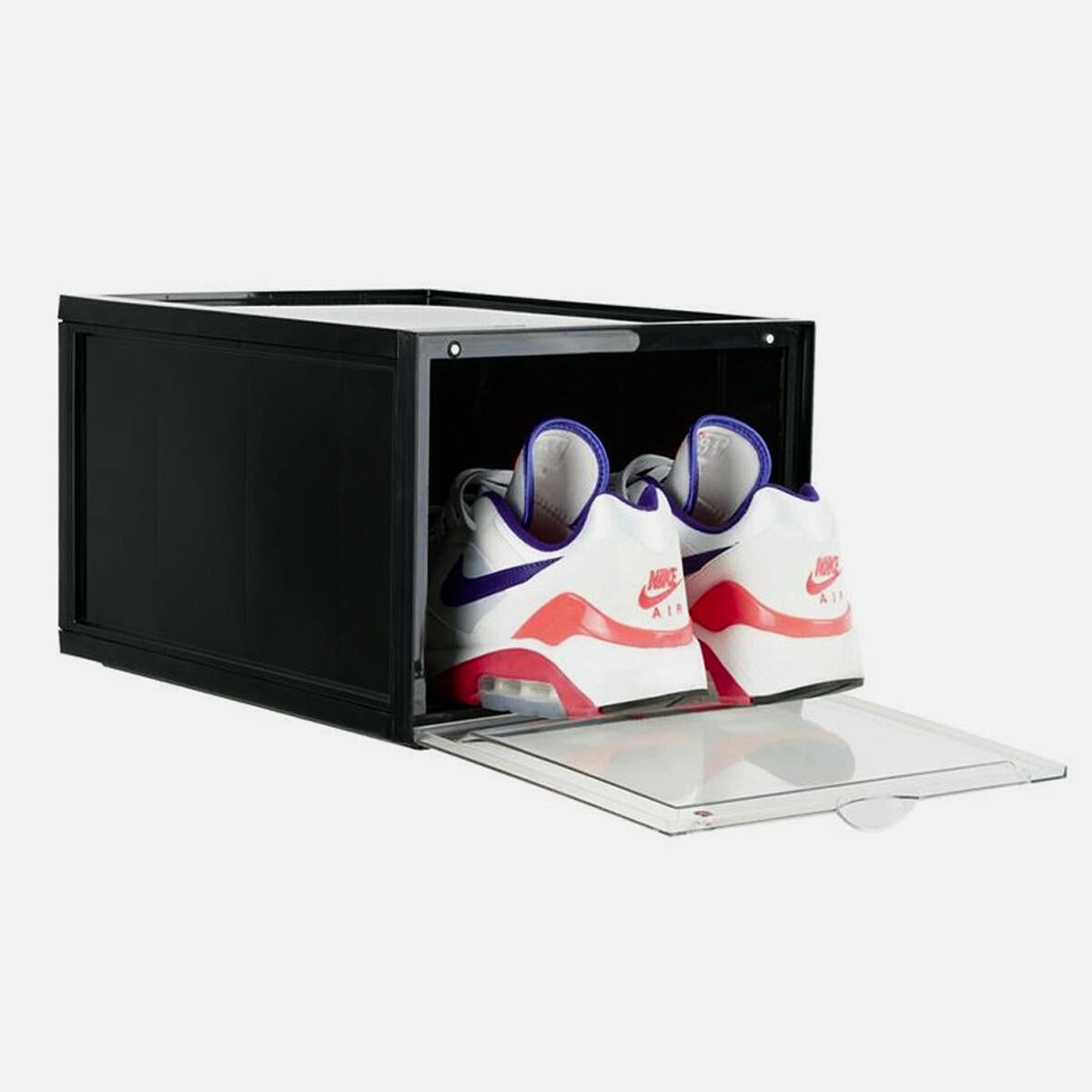 Zapatero Magnético Transparente, Pack 4 Cajas Almacenamiento de Zapatos Apilables, (Cajas Negras) , Caja de almacenamiento.