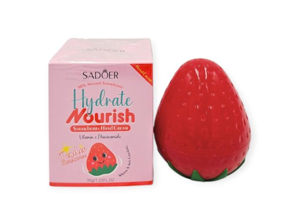 Crema de Manos de Fresa con Vitamina E y Niacinamida 35g – Hidratación, Suavidad y Antioxidantes con Aroma Irresistible