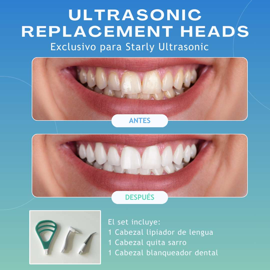 Cabezal metálico, cabezal de goma y limpiador de lengua para Starlyf Ultrasonic