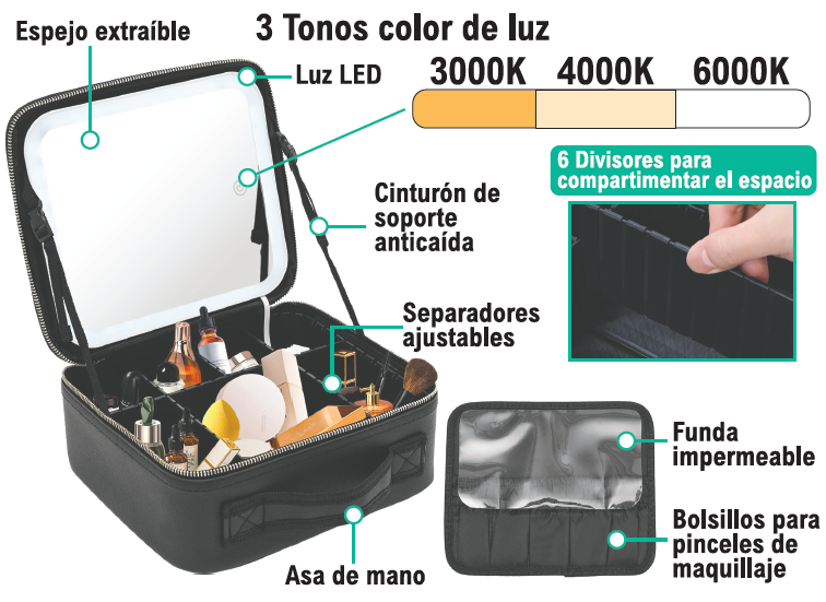 Maletín de maquillaje con espejo