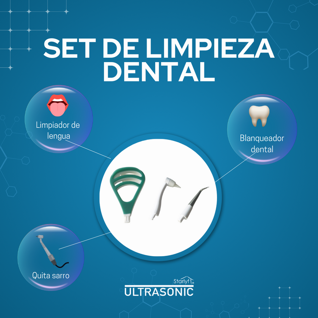 Cabezal metálico, cabezal de goma y limpiador de lengua para Starlyf Ultrasonic