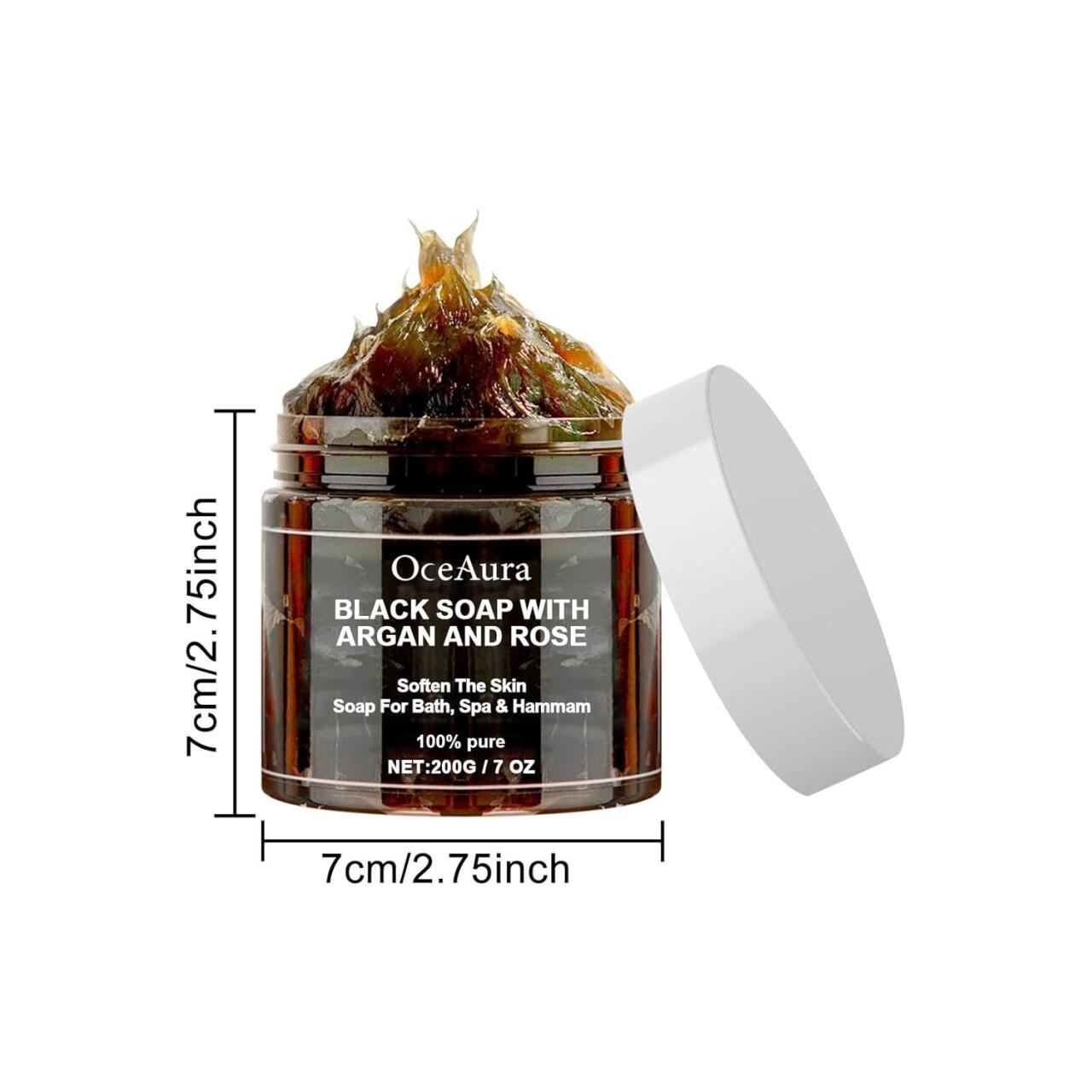 Oceaura Jabón Negro con Argán y Rosa – 200g 🌹🧼✨